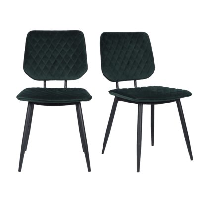 An Image of Austin Velvet Set of 2 Dining Chairs Black