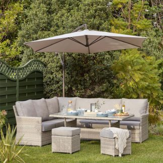 An Image of Florence Grey Rattan Garden Corner Sofa Set