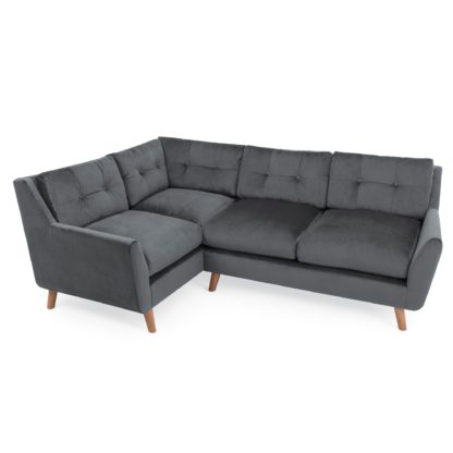 An Image of Halston Soft Velvet Corner Sofa Grey