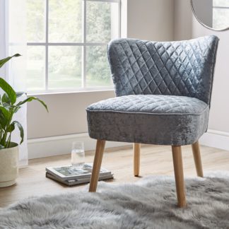 An Image of Emilia Grey Crushed Velvet Chair Silver