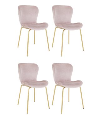 An Image of Habitat Etta Velvet Dining Chairs - Pink