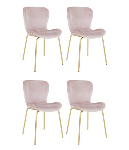 An Image of Habitat Etta Velvet Dining Chairs - Pink