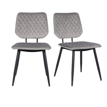 An Image of Austin Velvet Set of 2 Dining Chairs Black