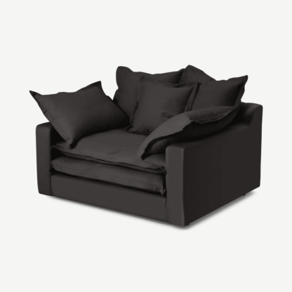 An Image of Calendre Loveseat, Midnight Brushed Cotton