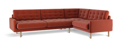 An Image of Habitat Fenner Left Corner Fabric Sofa - Orange