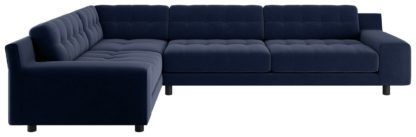 An Image of Habitat Hendricks Right Corner Velvet Sofa - Navy Blue