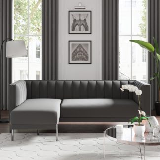 An Image of Bellamy Luxe Velvet Left Hand Corner Chaise Grey