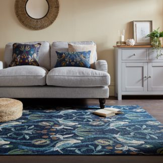 An Image of Havisham Chenille Flatweave Rug Navy