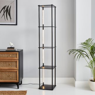 An Image of Franklin Replaceable Integrated LED Shelved Floor Lamp Black