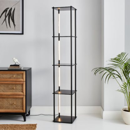 An Image of Franklin Replaceable Integrated LED Shelved Floor Lamp Black