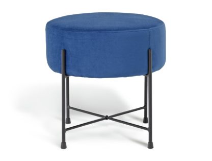 An Image of Habitat Jax Velvet Footstool - Navy