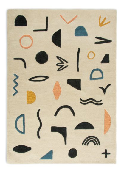 An Image of Habitat Symbols Wool Rug - Multicoloured - 120x170cm