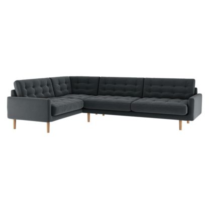 An Image of Habitat Fenner Right Corner Fabric Sofa - Dark Grey