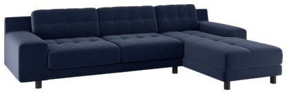 An Image of Habitat Hendricks Left Corner Velvet Chaise - Navy Blue