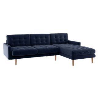 An Image of Habitat Fenner Right Corner Fabric Chaise - Navy Blue