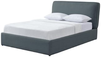 An Image of Habitat Colby Double Ottoman Fabric Bed Frame - Denim Blue