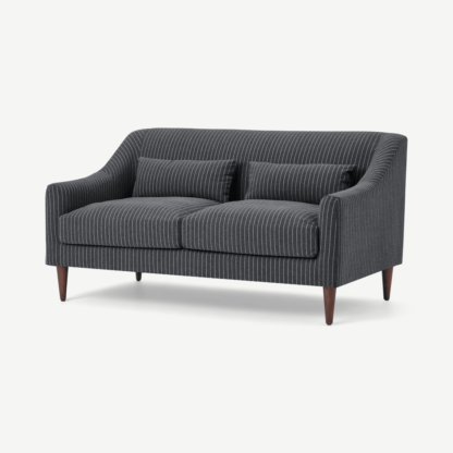 An Image of Herton 2 Seater Sofa, Dark Grey Striped Recycled Safi