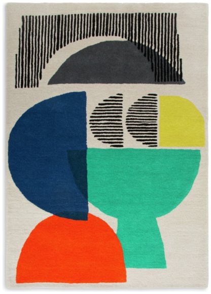 An Image of Habitat Mid Century Geo Wool Rug - Multi - 120x170cm