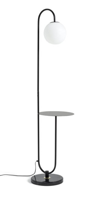 An Image of Habitat Sagara Opal Shelf Floor Lamp - Black