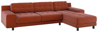 An Image of Habitat Hendricks Right Corner Velvet Chaise - Orange