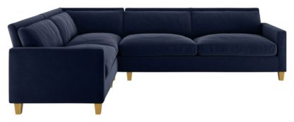 An Image of Habitat Chester Right Corner Velvet Sofa - Dark Blue