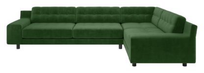 An Image of Habitat Hendricks Left Corner Velvet Sofa - Moss Green