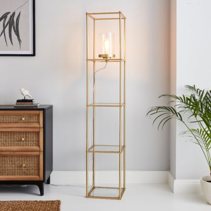 An Image of Claude Shelved Floor Lamp Black