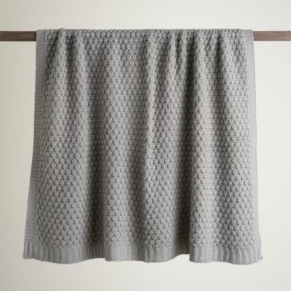 An Image of Bobble Knit 130x180cm Throw Grey Grey