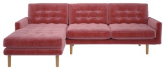 An Image of Habitat Fenner Left Corner Velvet Chaise - Dusty Rose