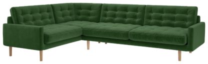 An Image of Habitat Fenner Right Corner Velvet Sofa - Moss Green