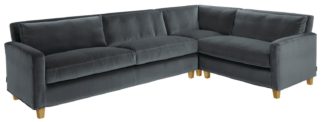 An Image of Habitat Chester Left Corner Velvet Sofa - Dark Grey