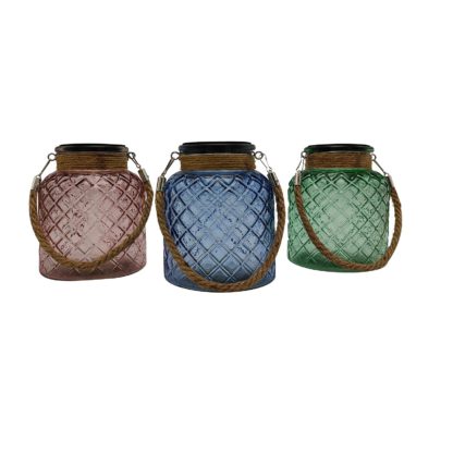 An Image of Solar Vintage Glass Jar Garden Light