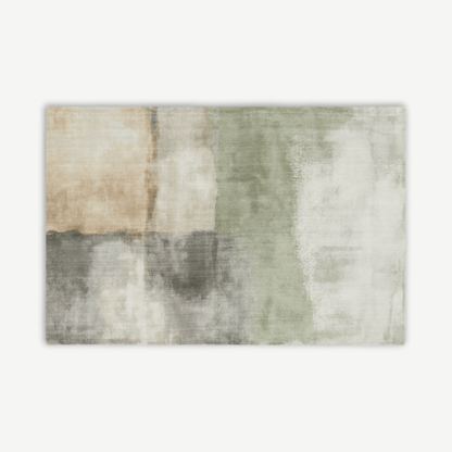 An Image of Rimoldi Painterly Tufted Rug, Extra Large 200 x 300 cm, Soft Grey & Green