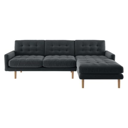 An Image of Habitat Fenner Right Corner Fabric Chaise - Grey