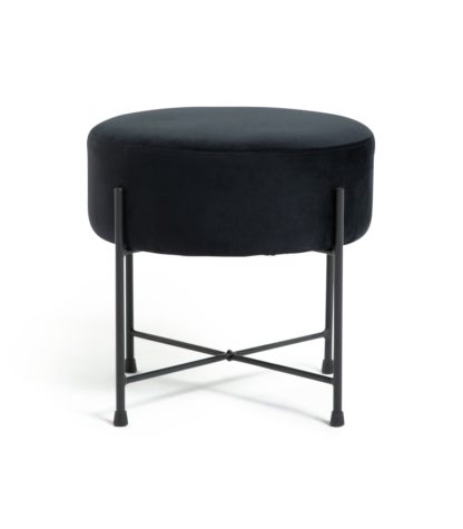 An Image of Habitat Jax Velvet Footstool - Black