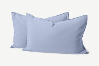 An Image of Alexia 100% Organic Stonewashed Cotton Set of 2 Pillowcases, Cornflower Blue