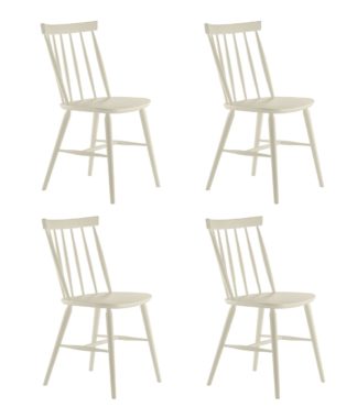 An Image of Habitat Talia 4 Solid Wood Dining Chairs - White