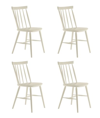 An Image of Habitat Talia 4 Solid Wood Dining Chairs - White