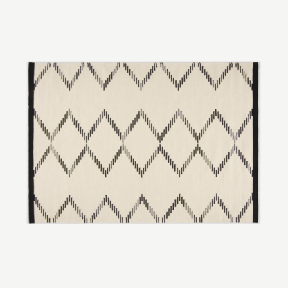 An Image of Tam Wool Blend Flatweave Rug, Large 160 x 230 cm, Black & Off-White