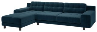 An Image of Habitat Hendricks Left Corner Velvet Chaise - Ink Blue