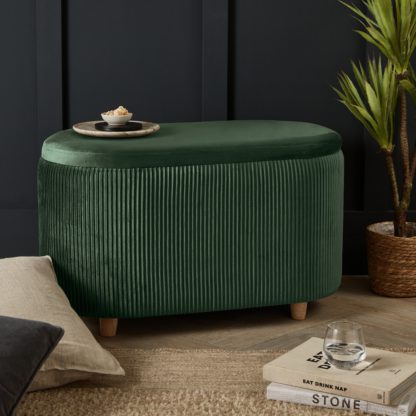 An Image of Florence Velvet Ottoman Green