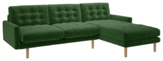 An Image of Habitat Fenner Right Corner Velvet Chaise - Moss Green