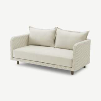 An Image of Nayan 2 Seater Woven Garden Sofa, Natural White