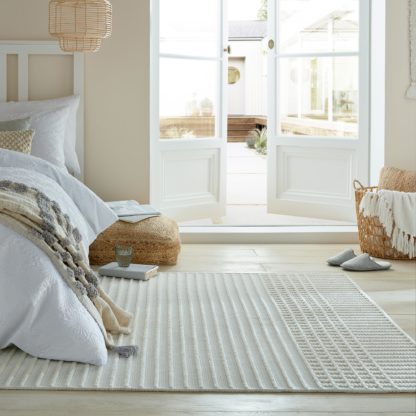 An Image of PractiRug Fletcher Stripe Washable Rug Grey