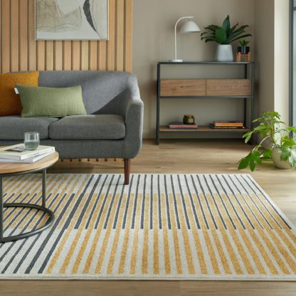 An Image of Rio Stripe Rug Yellow/Blue/White