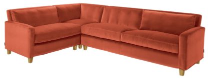 An Image of Habitat Chester Right Corner Velvet Sofa - Orange