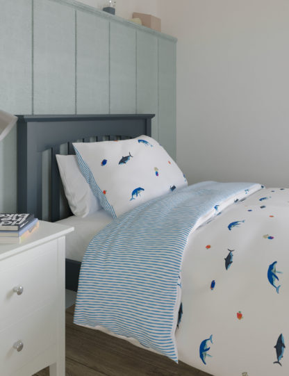 An Image of M&S Cotton Blend Whale Bedding Set