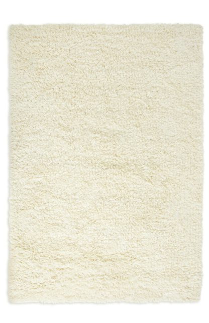 An Image of Habitat Handwoven Plain Shaggy Wool Rug - White - 160x230cm