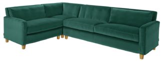 An Image of Habitat Chester Right Corner Velvet Sofa - Emerald Green