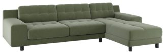 An Image of Habitat Hendricks Left Corner Velvet Chaise - Sage Green